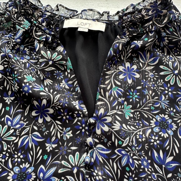 LOFT Multicolor Floral Ruffle Blouse - Picture 4 of 4